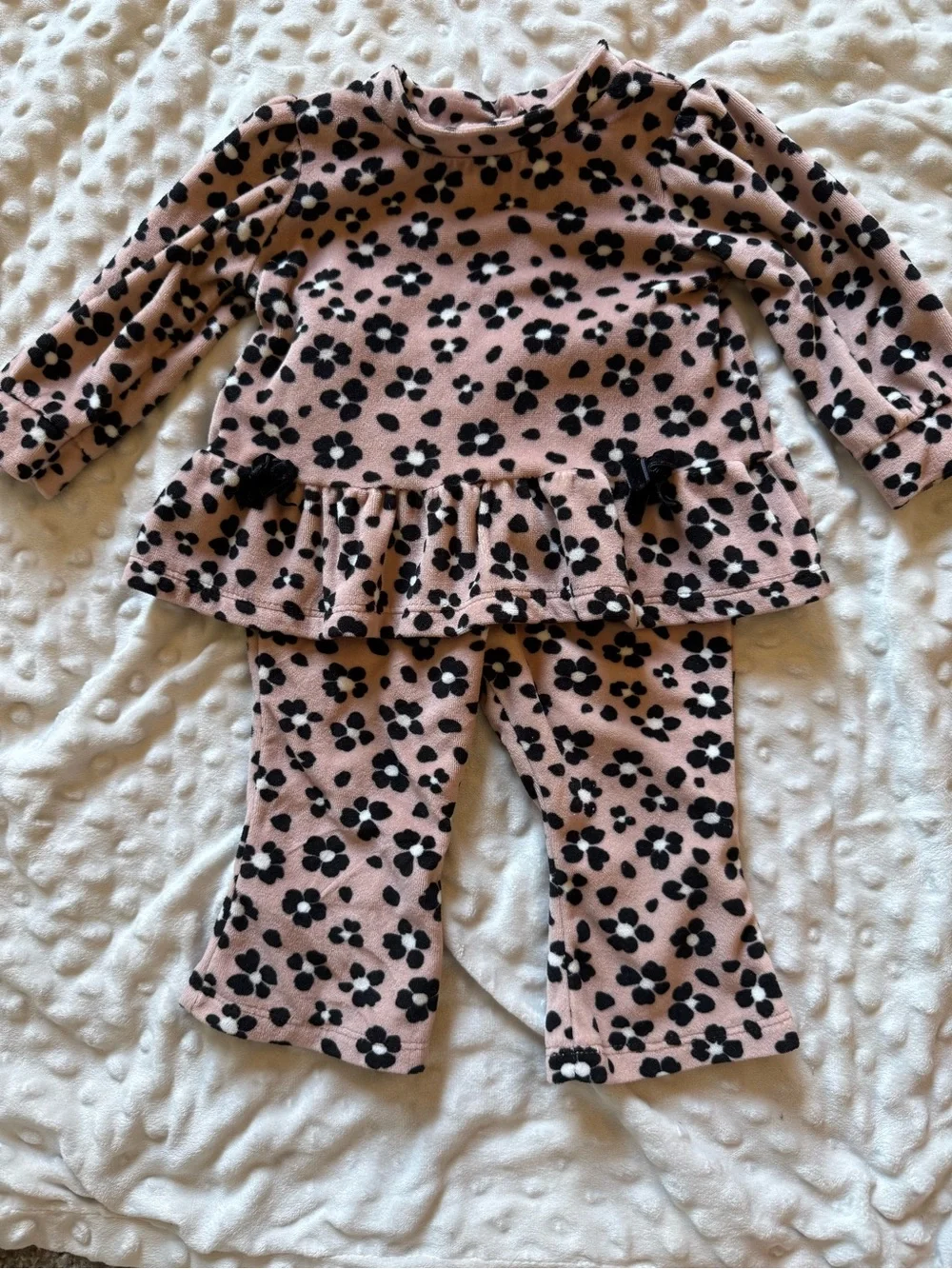 Little Lass Pink Floral fleece set - Picture 1 of 4